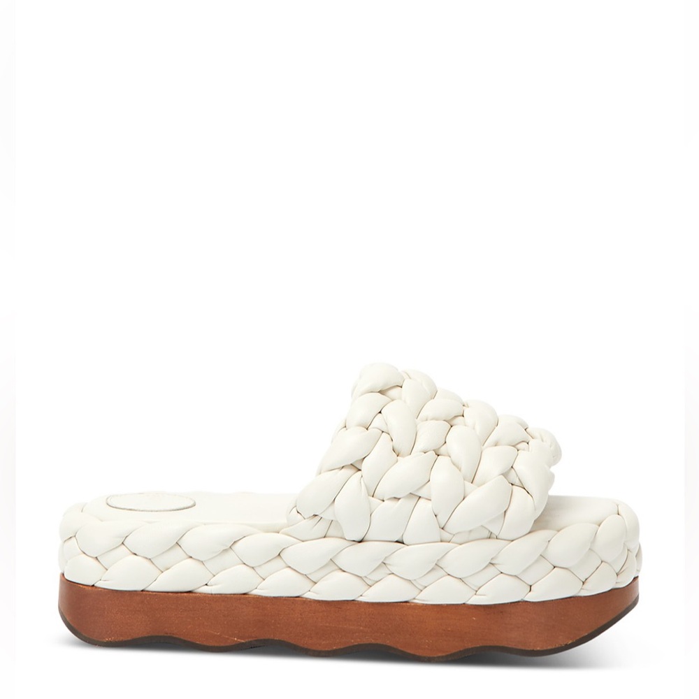 Chloe Braided Cream Platform Slides